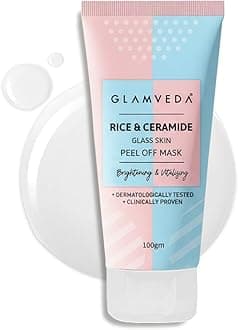 Glamveda Korean Rice & Ceramide Peel Off Mask for Men & Women | Reduces Signs of Ageing, Brightening & Even Tone Complexion |For Dry & Dull Skin|Dermatologically Approved Face Pack (100gm)