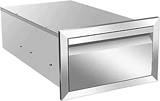Outdoor Kitchen Drawer Single Stainless Steel Access Drawer With Handles, Flush Mount Storage Enclosed Cabinets Horizontal BBQ Island Drawers,14W X 8.5H X 23D Inch
