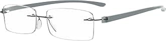 Small Lenes Rimless Reading Glasses Women - Frameless Reader Eyeglasses for Men Reading with Grey Arms，+3.00