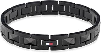 Tommy Hilfiger Men's Jewelry - Stainless Steel Link Bracelet, Fold Over Clasp - Adjustable/Self Sizing - Classic, Everyday Style - Gift for Him