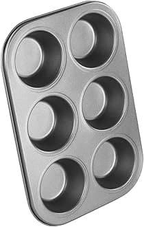 Chef Aid 6 Cup Large Muffin Pan, Non-Stick Cupcake Tray Baking Mould, Grey