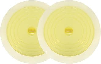 V-TOP Bathtub Drain Plug 2 Pack, 6 inches Large Silicone Tub Stopper Hair Stopper Flat Suction Cover for Kitchen Bathroom and Laundry (Yellow Transparent)