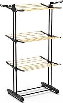 VOUNOTMobile Tower Clothes Airer Wood Look, Metal, 70x37x102cm