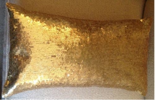 Decorative Designer Gold Sequin Pillow With Insert
