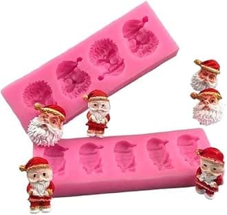 2pcs Cake Fondant Mold-Santa Silicone Mold for Chocolate, Candy, Cake Decoration,Polymer Clay, Cupcake Decor, Sugar Craft, Resin Candle Soap (Mini Santa)