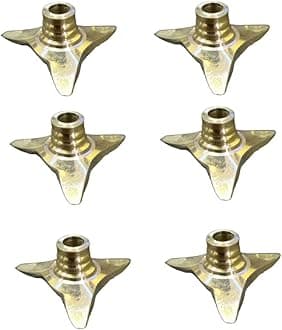 Brass Wick Holder for Oil Lamp/Cotton Wick Holder for Pooja/Fits in All Type Diyas/Cup/Plate/Pramida/Stand for Batti/Multipurpose (Pack of 6)