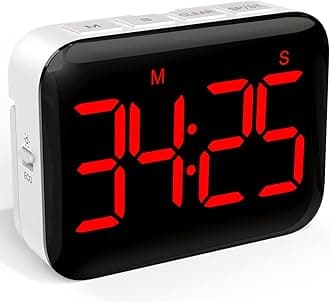 Magnetic Kitchen Timer for Cooking with Count Up Countdown, Digital Timer Battery Powered with Large Display, 2 Brightness and Volume Levels for Classroom, Teacher, Kids (Red)