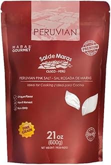 MARAS GOURMET Peruvian Pink | Sal de Maras | Hand-Harvested Fine Grain Pink Salt - Unique Flavor| Fine Salt Pouch 21 oz. (600g)