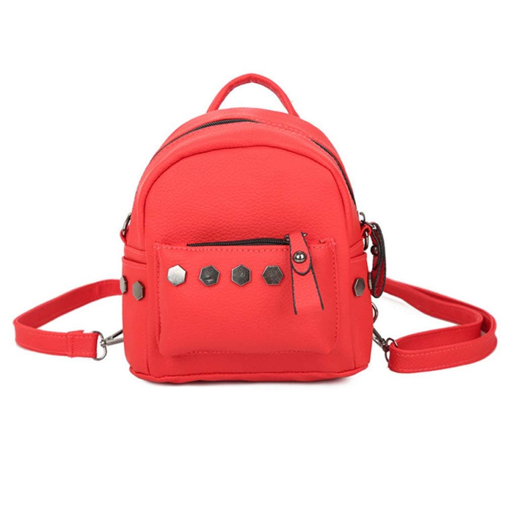 DQZOL Backpack Bag Women Students Striae Solid Mini Backpack Double Shoulder Or Single Shoulder Women Rivet Small Satchel New