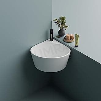 Modern Ceramic Corner Basin for Home, Hotel & Office | Wall Hung Wall Mount Wash Basin for Bathroom | Designer Compact Space Saving Sink | White
