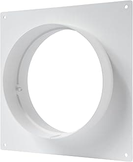 Vent Systems Round 6" Inch White Air Vent Duct Connector Flange - Plastic Straight Air Supply, Exhaust Ducting Pipe Connector Plate for Dryer Vent - Cooling/Heating Ventilation System HVAC