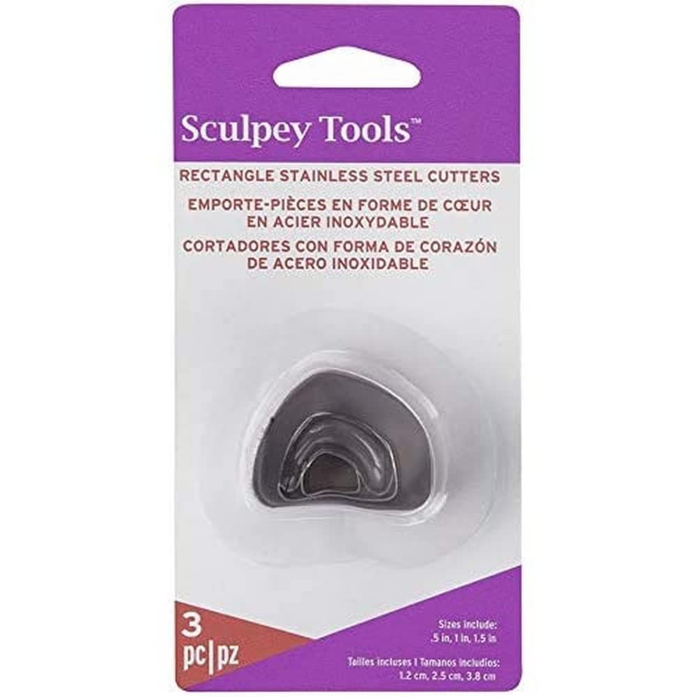 Sculpey Tools Stainless Steel 3 Piece Irregular Rectangle Cutter Set. Nested, Graduated Sizes, Great for use in All Craft Projects from jewlery, Mixed Media to Home Decor