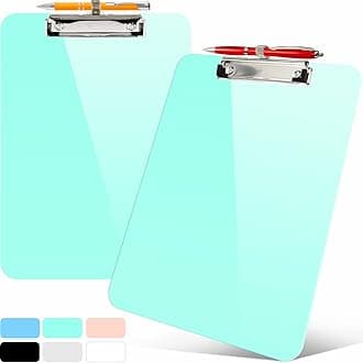 Sooez 2 Pack Plastic Clip Boards 8.5x11, Clipboard with Pen Holder and Low Profile Clip, Nursing Clipboard, Letter Size / A4 Cute Clipboard for Kids, School, Women, Holds Letter Size/ A4 Papers, Green