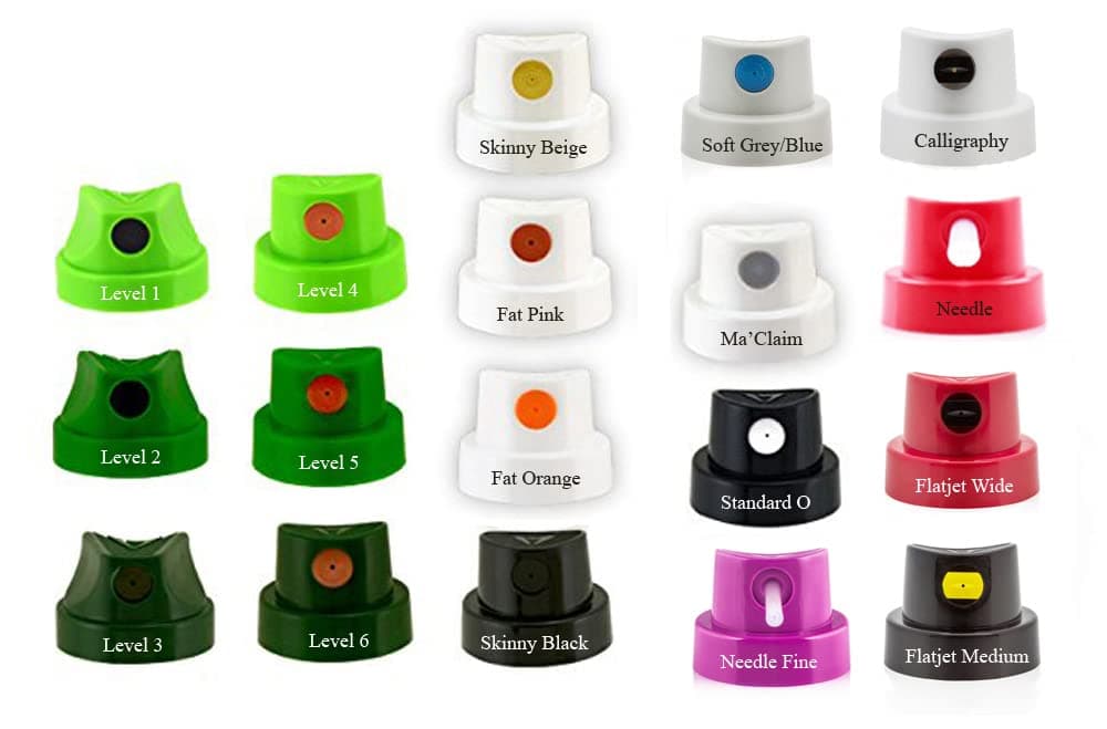 Spray caps compatible with Montana cans | Master Cap Set includes 18 caps