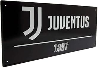 JUVENTUS F.C. Football Sign, Black, Metal, 40cm X 18cm, Wall Mount, Sports/Football