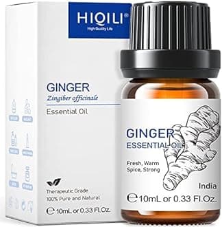 HIQILI Ginger Essential Oil,100% Pure for Belly Fat,Lymphatic Drainage,Massage, 10ml