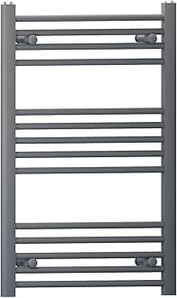Myhomeware Anthracite Grey Heated Bathroom Towel Rail Radiator For Central Heating Elegant Designer In UK (500mm x 800mm (h))