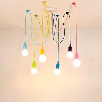 KJLARS 6-Arms Spider Lamps Modern Style Adjustable Ceiling Lights DIY Pendant Lighting Fixture Color Chandelier for Children's Room Bedroom Dining Room Living Room Classroom(Each with 59" Wire)