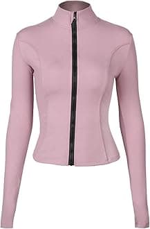 Locachy Women's Slim Fit Full Zip Athletic Running Sports Workout Jacket with Pockets
