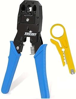 RJ45 RJ11 RJ12 Crimping Tool, UTP Cat5e/Cat6 LAN Cable Cutter Stripper, Modular Plug Crimper for 4P4C 4P2C Ethernet Network Cable, Heavy Duty Crimping Pliers for Connectors & Telephone Wire