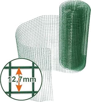 PVC Coated, Green Galvanised Wire Mesh Fencing Roll (100 cm x 10 m) 12.7 mm Mesh, Animal Enclosure Mesh Netting, Aviary Mesh, Rabbit Hutch Garden Fencing, Garden Fence Net