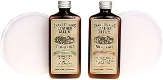 Chamberlain's Leather Milk Conditioner and Cleaner Kit - No. 1 - 2 Conditioner + Cleaner Kit - All Natural, Non-Toxic Leather Care. 2 Sizes. Made in the USA. Includes 2 Premium Restoration Pads! 6 OZ