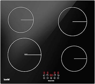 Baridi 60cm Built-In Induction Hob with 4 Cooking Zones, Black Glass, 6800W with 9 Power Settings, Touch Controls & Timer, Hardwired - DH176