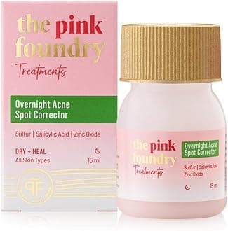 The Pink Foundry Acne Spot Corrector with Salicylic Acid & Sulfur for Active Acne, Blackheads & Whiteheads | Reduce pimple with overnight use | All Skin Types | Dermatologically Tested | 15ml
