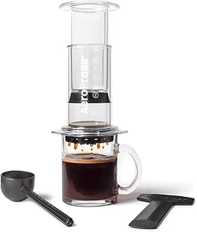 Clear Coffee Press – 3 in 1 brew method combines French Press, Pourover, Espresso - Full bodied coffee without grit or bitterness - Small portable coffee maker for camping & travel
