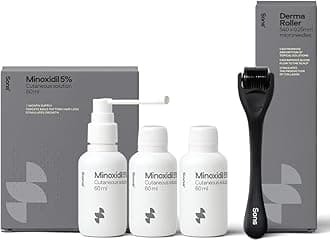 Sons Minoxidil 5% Spray (3x60ml) & 0.25mm Dermaroller for Men, Clinically Proven Hair Regrowth Formula, Hair Loss Treatment, Stimulates Follicles, Precise Applicator, Microneedling Boosts Absorption