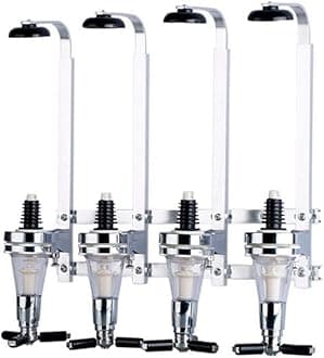 4 Bottle Liquor Dispenser, Wall Mounted Spirit Drinks Stand Optic, Spring-Loaded Wine Dispenser Stand Drinking Pourer Bottle Holder