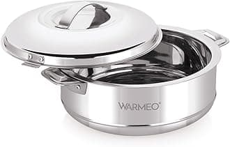WARMEO Steam Insulated Stainless Steel Casseroles| Easy to Carry Hot Boxes for Kitchen | Hot Food, Easy to Store| Silver|5 Liter