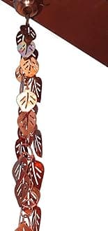 Monarch Rain Chains Pure Copper Cascading Leaves Rain Chains for Gutters – 8.5 ft Decorative Rainchain Outdoor Durable Heavy Duty Gutter Chain Downspout Replacement, Modern Rainchains for Outside