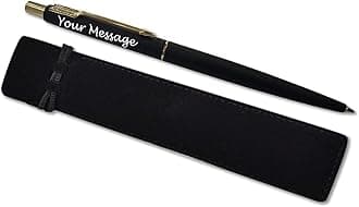 Parker Classic Slimline Ballpoint Personalised Pen In Classy Gift Bag Ideal Valentine's day, Birthday or Fathers Day Gift Perfect Men & Women Engraved Parker Pen (Matte Black & Gold)