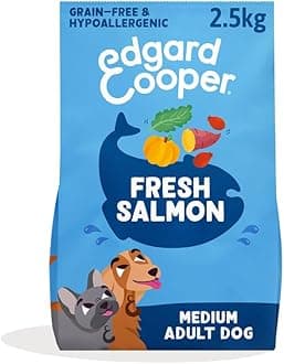 Edgard & Cooper Dry Dog Food For Medium Breed Adult Dogs (2.5kg), Fresh Salmon, Balanced Fibre For Gut Health, Hypoallergenic Recipe With Natural Ingredients, Never Fish Meal