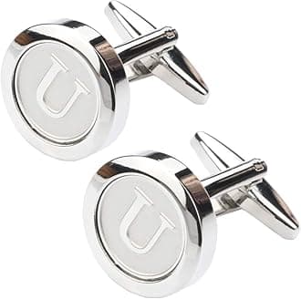 Dannyshi Men's Classic Stainless Steel Initial Cufflinks 26 Letters Business Wedding Shirts A-Z