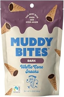 Dark Chocolate - Waffle Cone Snack Bite Sized Filled Cone Bites for Snack or Dessert Made with Cane Sugar, Kosher, Fair Trade Certified