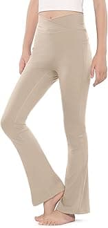 BOOPHGirls Flare Leggings with Pockets Cross High Waisted Yoga Pants Bell Bottoms Athletic Pants