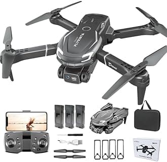 Cool Mini Drone with Camera for Kids Adults Beginners, 1080P FPV Camera Remote Control Drone for Kids with 3 Batteries, One-Click Take Off/Landing, Altitude Hold, Headless Mode, 360° Flips, 3-Gear Speeds , Emergency Stop, Toys Gifts for Adults Beginner and Kids