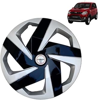 Prigan Wheel Cover for NuvoSport Silver Black Wheel Cover 16" for NuvoSport (Set of 4 Pcs) (Press Fitting) Model Name- Magnite DC 16