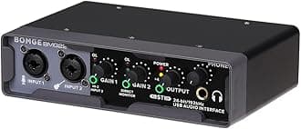 BOMGE USB Audio Interface(32bit/192 kHz) with XLR,phantom power,Direct Monitoring,Loopback for PC Recording,Streaming,Guitarist,Vocalist and Podcasting