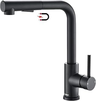 Tohlar Black Kitchen Tap Mixer with Pull Out Sprayer,360°Swivel Mixer Taps with Magnetic Docking,Stainless Steel Monobloc Single Handle Kitchen Sink Faucet with 2 Water Outlet Modes(Matte Black)