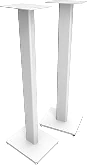 Kanto ST34 34” Universal Floor Speaker Stands for Bookshelf Speakers up to 30 lbs | Improved Sound | Hidden Cable Management | Timeless Design | Pair | White w/White MDF Base