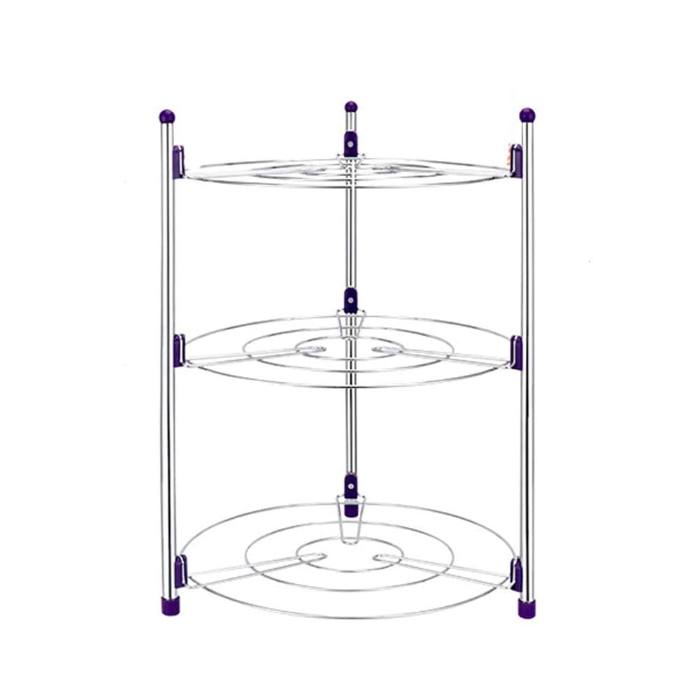 Usmascot 3 Tier Pan Rack Multi-functional Kitchen Storage Rack Stainless Steel Pan Pot Organizer Rack Multi-layer Rack Pan Lid Organizer Standing Storage Cabinet Pantry (3 Tier)
