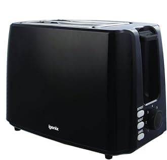 Igenix IG3012 2 Slice Toaster, Deep Slots and Adjustable Browning Control, Removable Crumb Tray for Easy Cleaning, Defrost and Reheat Function, 750 W, Black