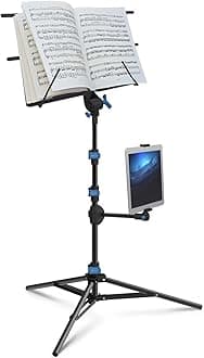 ECT2 Folding Music Stand for Music Sheet with Interchangeable Tablet Holder
