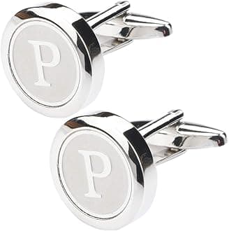DannyshiMens Classic Stainless Steel Initial Cufflinks 26 Alphabet Initial Letter Cufflinks Business Shirts A-Z