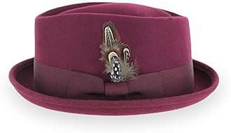 Belfry Crushable Porkpie Fedora Hat Men's Vintage Style 100% Pure Wool in Black Brown Grey Navy Pecan and Striped Band