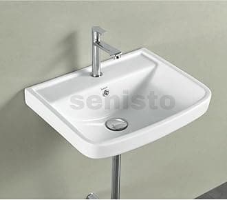 SENISTO Latest Ceramic Wash Basin Countertop Tabletop Bathroom Sink Wash Basin (19 x 15 x 7 INCH) RIWA White