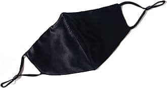 100% Mulberry Silk Face Mask Covering Men & Women Reusable with Ear loops Nose Wire Filter (Black, Normal)